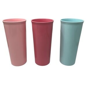 Tupperware Pastel Tumbler Glasses Cups Tall Slender 12 oz Set of 3